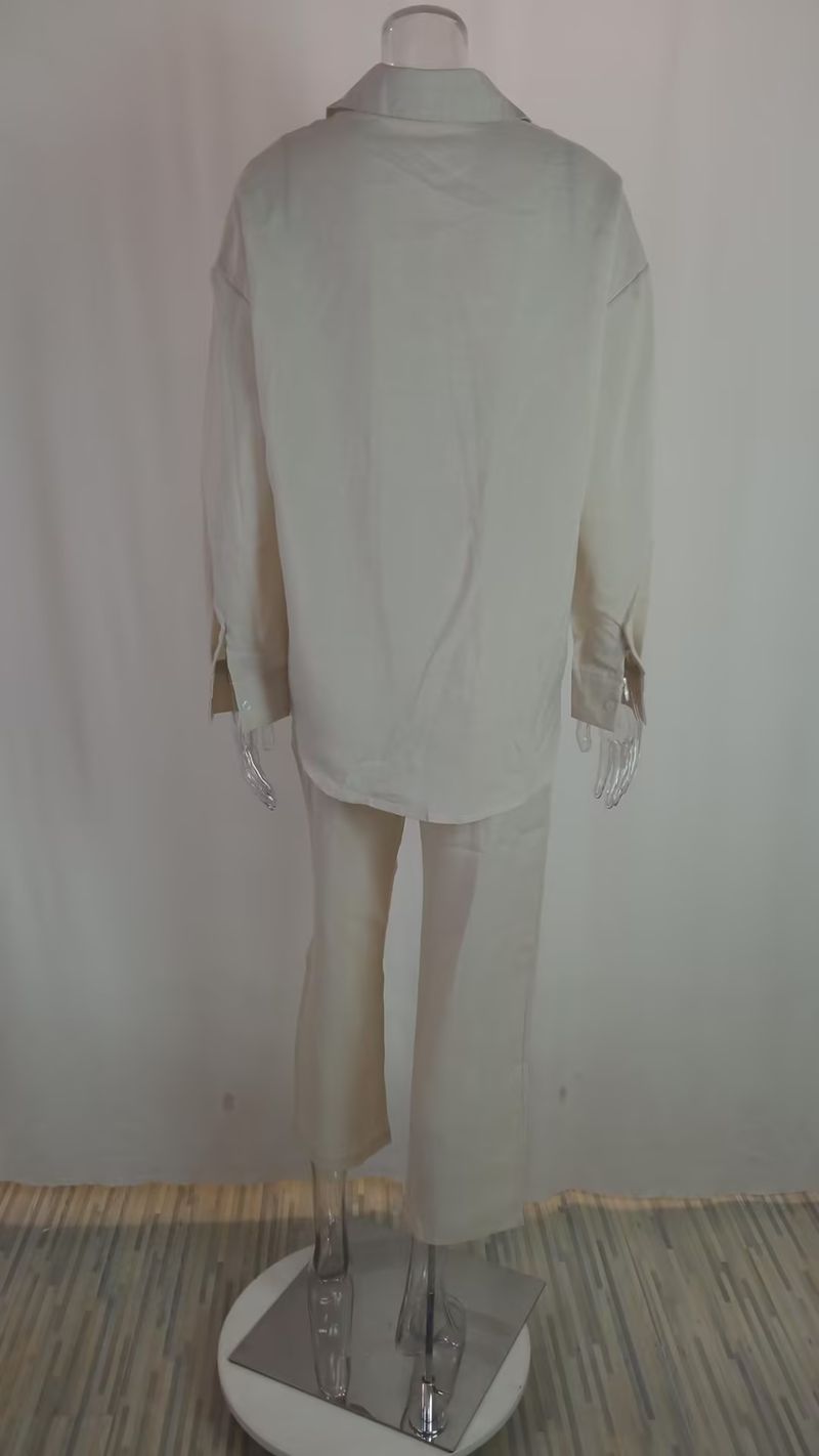 Temperament Lapel Long-sleeved Shirt Lace-up Pants Fashion Casual Suit_autovado.com