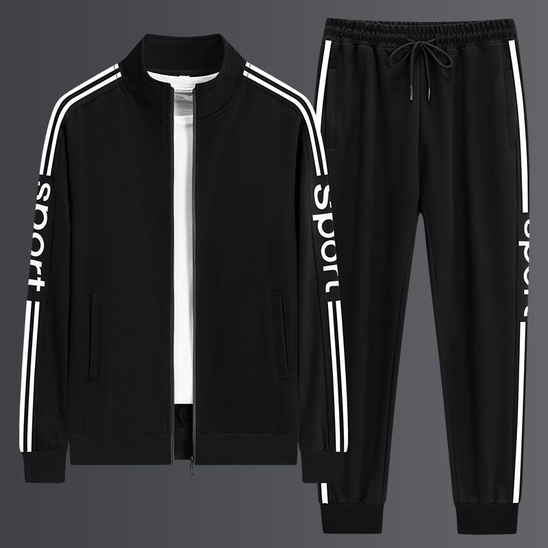 Men's Clothing sports suit men's spring and autumn sweatshirt outdoor running leisure two piece suit loose trend plus size jacket_autovado.com