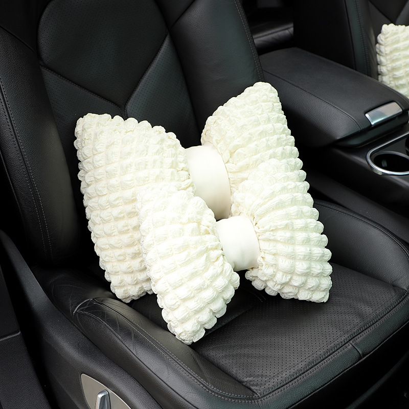 Car Headrest Neck Pillow Puff Car Seat Breathable Comfortable Headrest Internet Popular Car Interior Supplies Women_autovado.com