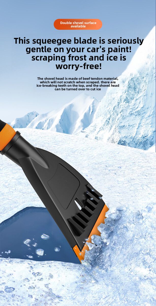 Car Detachable Car-mounted Ice Scraper Brush Winter Tool Rubber Snow Removal Shovel_autovado.com
