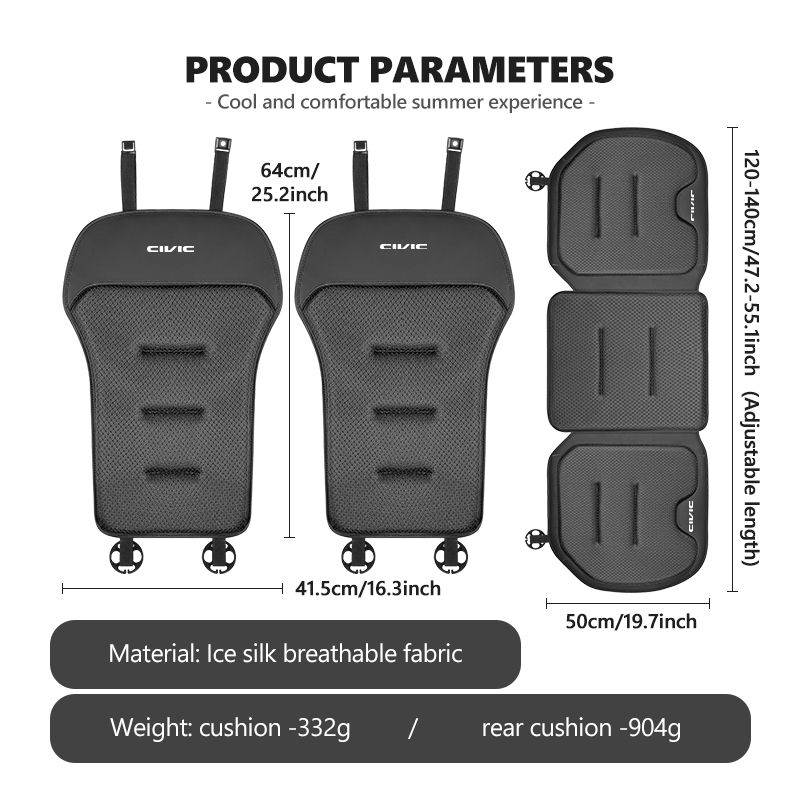 Car Seat Cover Ice Silk Backrest Cushion Rearseat Protector Mat For Honda Typer Civic 4d 10th 8th Gen 2018 2019 2017_autovado.com