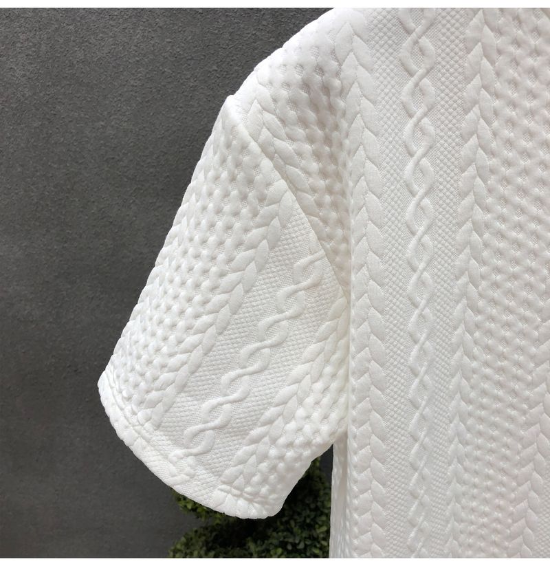 Men's clothing High-grade hemp pattern white men's short-sleeved T-shirt brand summer clothes new 2024 spirited young man clothes_autovado.com