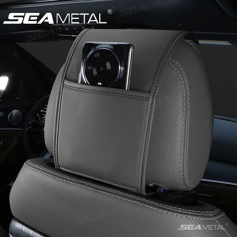 SEAMETAL Headrest Premium Leatherette Seat Pillow Case Dustproof Neck Support Protector Cover For Car Accessories_autovado.com