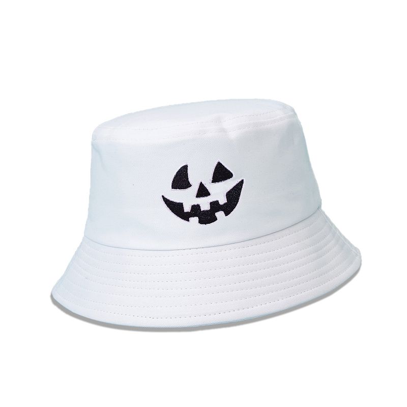 Hot Sale Pumpkin Color Grie Embroidery Bucket Hats Women Men Halloween Party Bob Hip Hop Fisherman Hat Simple Orange White Panama_autovado.com