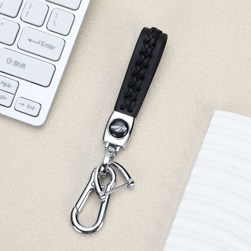 Lambskin Braided Car Keychain Hand Woven Rope Couple Keychain Car Metal Keychain_autovado.com