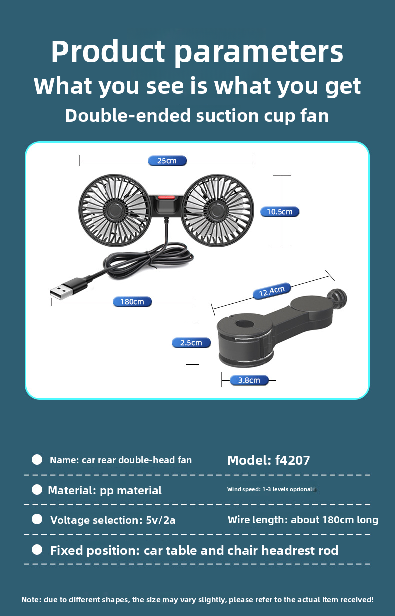 F4207 Rear Dual Head Fan USB Car Vehicle Use_autovado.com