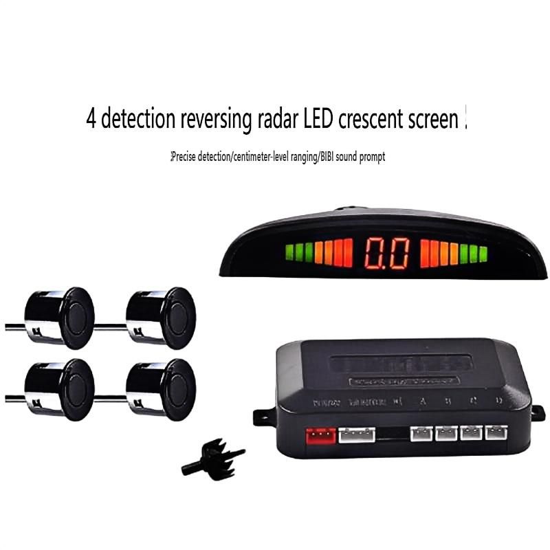 4-Sensor LED Crescent Parking Radar System With Digital Voice Alerts - Universal Rear Bumper Parking Assistant For Cars/SUV_autovado.com