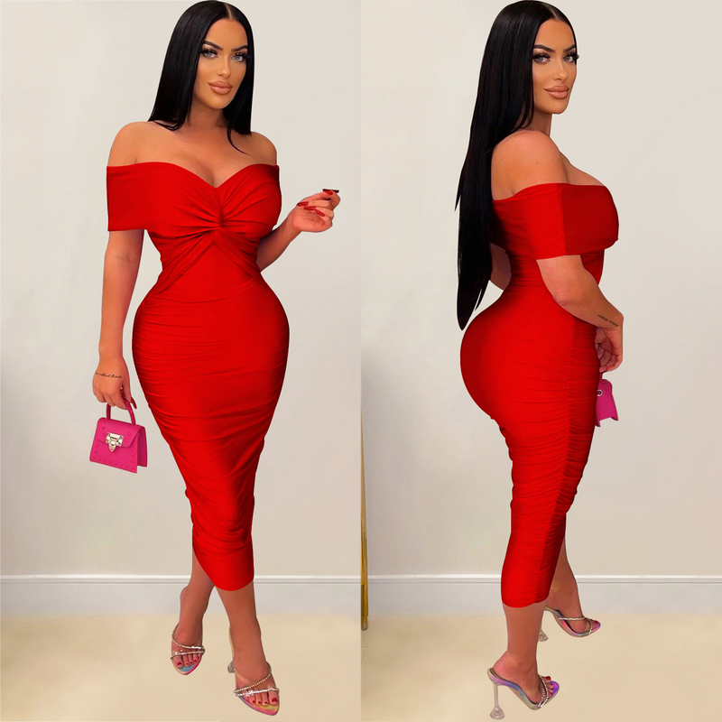 Women's solid color pleated sleeveless long skirt tube top dress_autovado.com