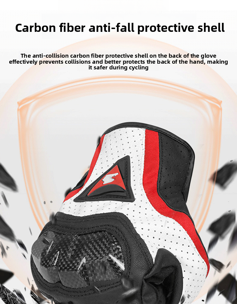 Accessories Riding Genuine Leather Gloves For Men Carbon Fiber Electric Bike Motorcycle Protective Gear Summer Anti-drop_autovado.com