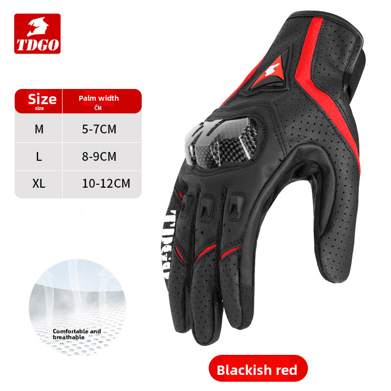 Accessories Riding Genuine Leather Gloves For Men Carbon Fiber Electric Bike Motorcycle Protective Gear Summer Anti-drop_autovado.com