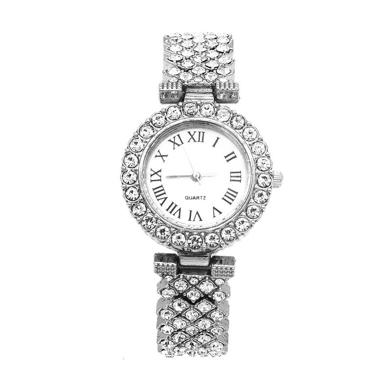Women's bracelet watch set fashion gold full diamond steel band watch_autovado.com