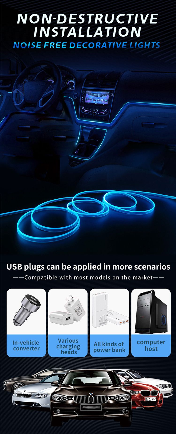 New Universal Atmosphere Car Interior Fiber Optic Ambient Modified Central Control Dashboard Decorative Light_autovado.com