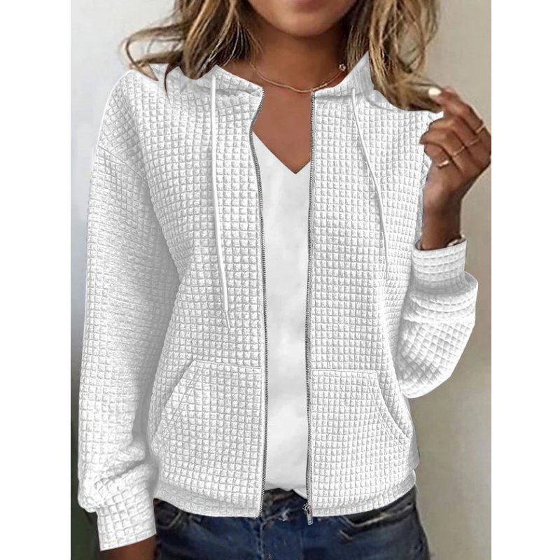 Women's Clothing zipper hooded cardigan long sleeved sweater jacket_autovado.com