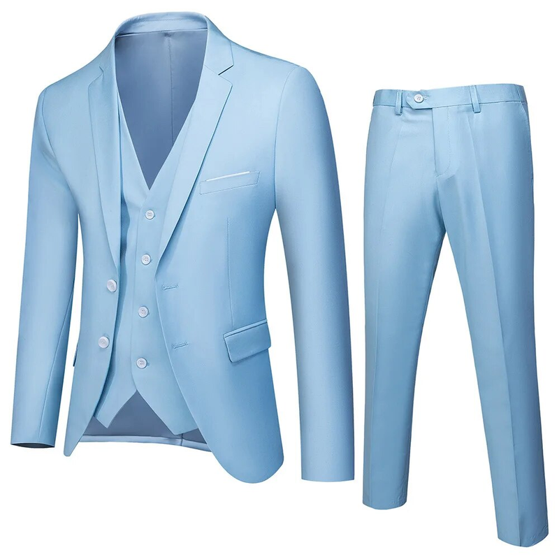 High Quality Men Suit Set Blazers Business 3 Pieces Formal Vest Pants Full Coats 2024 Wedd Elegant Jackets Free_autovado.com