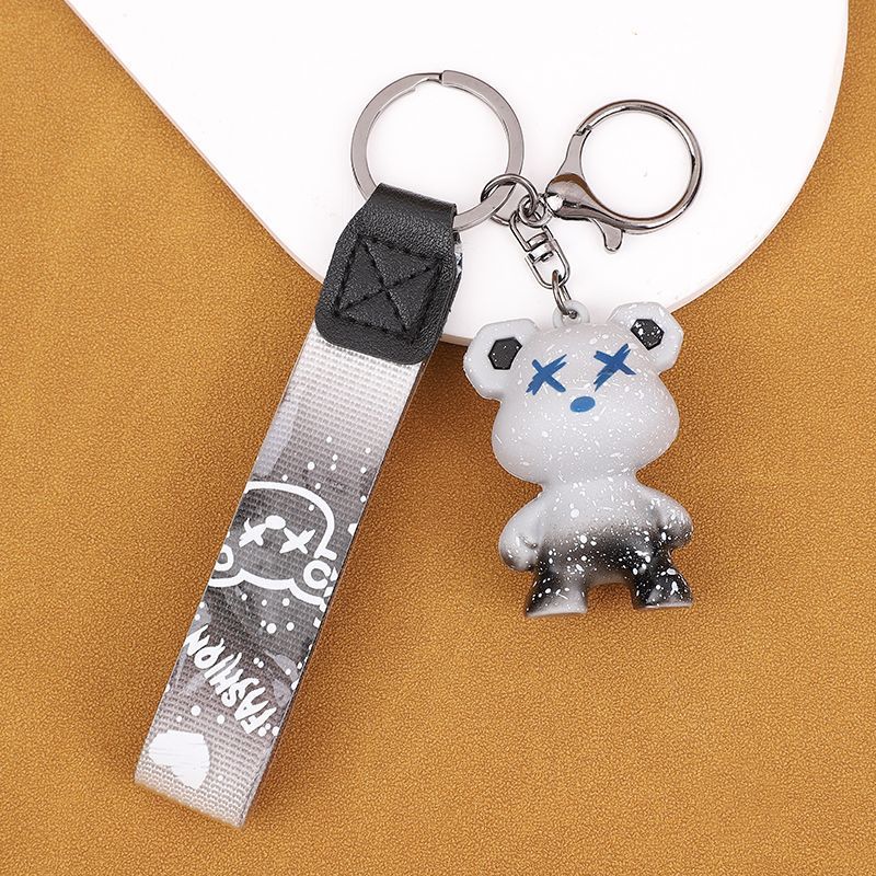 Chameleon Bear Keychain Flip Fur Car Keychain Female Cartoon Bear Creative Couple Exquisite Bag Pendant_autovado.com