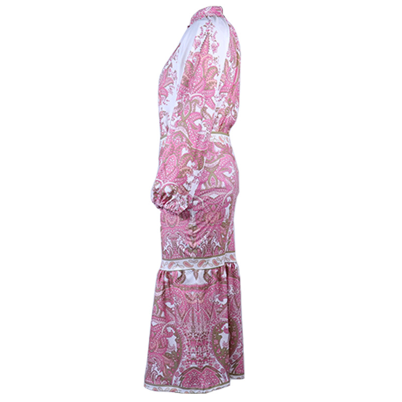 Women'S Autumn New Bohemian Printed Top Mid-Length Covered Arm Skirt Suit for Women_autovado.com