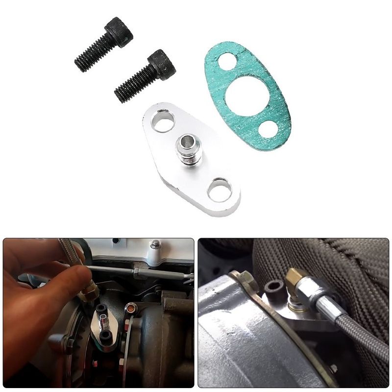 Car modification AN4 turbocharger supply oil pipe flange adapter suitable for T3 T4 T04E GT42_autovado.com