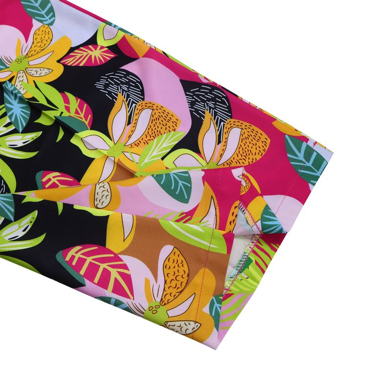 Women's Fashion Print Two-piece Suit Lapel Tie Shirt Wide Leg Pants Suit_autovado.com