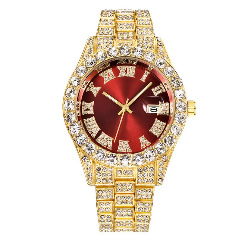 New men's steel belt quartz watch hip-hop business steel belt calendar men's full diamond men's watch men's_autovado.com