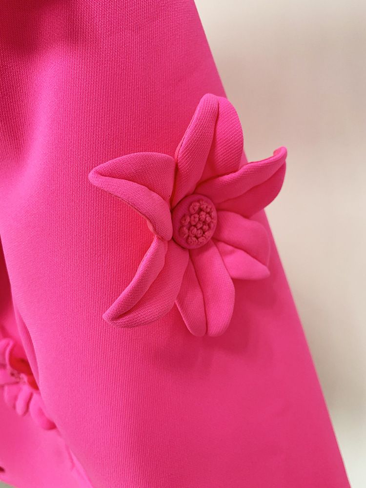 Women's Clothing Star Fashion Fluorescent Series Heavy duty Three dimensional Flower Decorated Short Suit Jacket_autovado.com