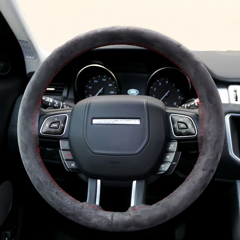 Car Steering Wheel Hand Sewn Suede, All Season Universal Plush Cover, Anti Slip And Sweat Absorbing Handle Cover_autovado.com