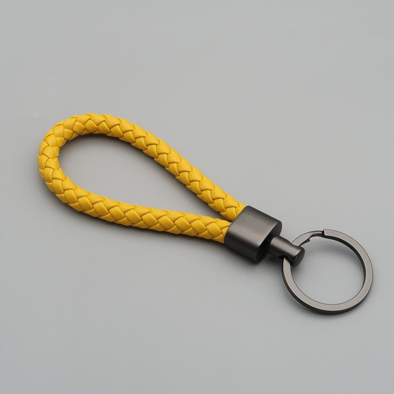 Braided Leather Cord Key Chain Zinc Alloy Button-end Key Ring Ring Car Key Hanging Accessory_autovado.com