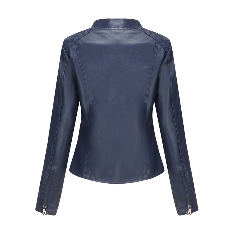 Women's slim jacket Jacket Women's biker jacket large size standing collar leather jacket_autovado.com