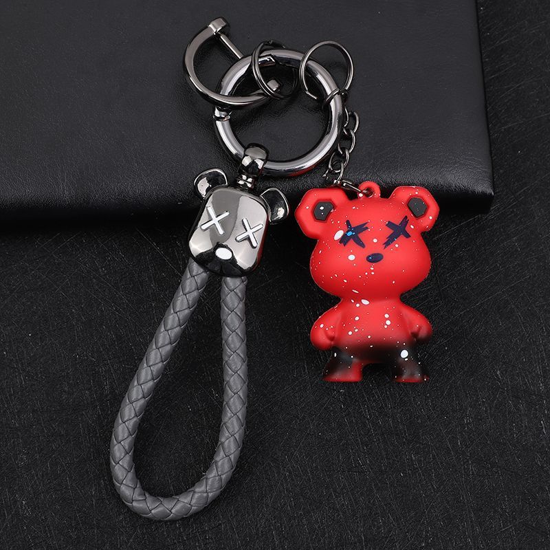 Chameleon Bear Keychain Braided Rope Car Keychain Female Cartoon Bear Creative Couple Exquisite Bag Pendant_autovado.com