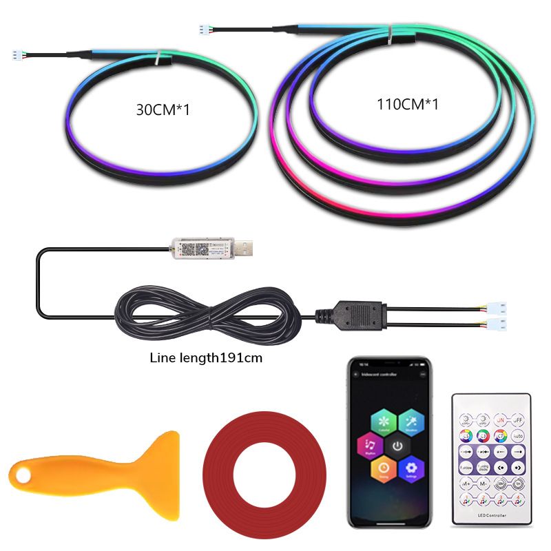Car Central Control LED Acrylic Interior Colorful Flowing Ambient Decorative USB Light_autovado.com