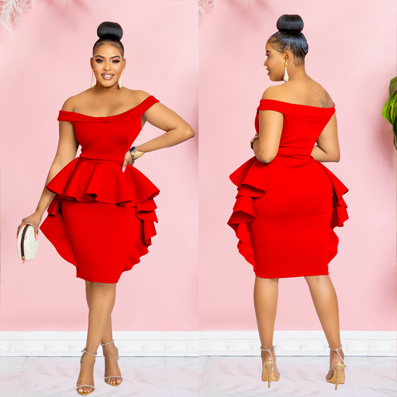 Women's solid color sleeveless ruffle skirt dress for women_autovado.com