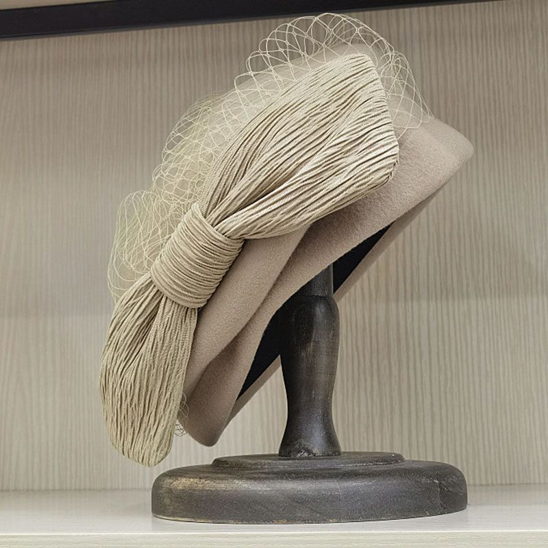 Hot Sale French Beret for Women Winter Veil Netting Bow Fascinator Hats Ladies Wedding Party Church Fedora Hat_autovado.com
