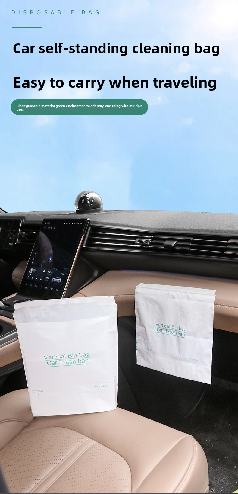 Adhesive Mini Stand Small Desktop Trash Disposable Car Vomit Bags_autovado.com