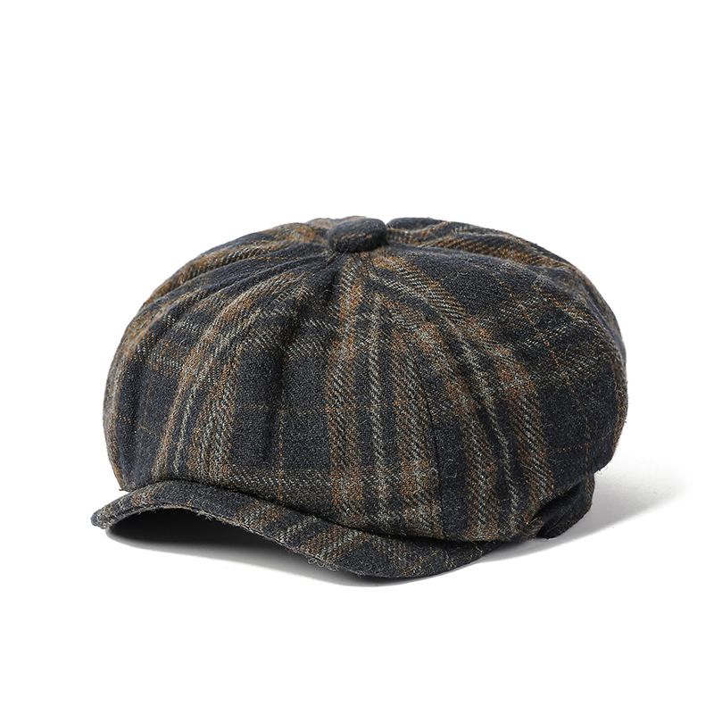 Hot Sale Wool Octagonal Men and Women Vintage Newsboy Literary Retro Painter Hat England Style Beret Son Leisure Warm Cap_autovado.com