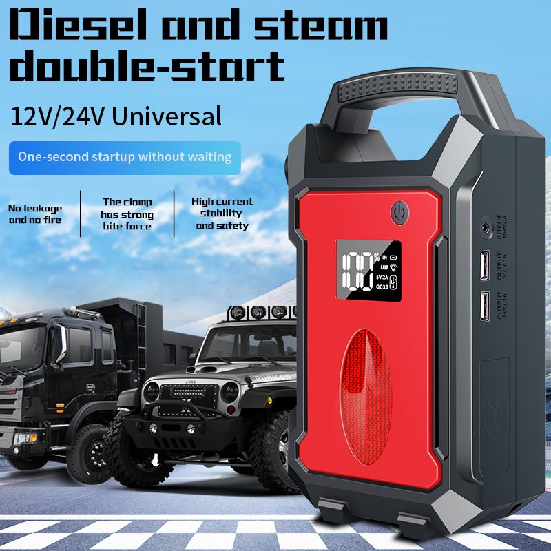 Emergency Jump Starter 12V 24V Truck Car Battery Large Capacity Powerful Charging Power Bank_autovado.com