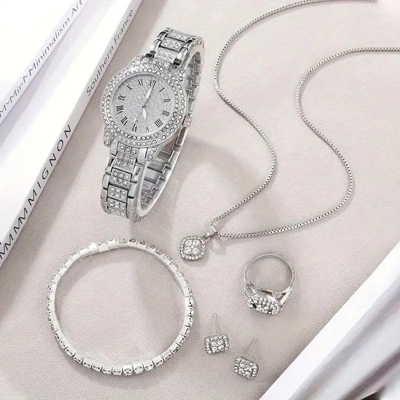 Women's watch five-piece set diamond women's watch ladies fashion Roman quartz watch wristwatch_autovado.com