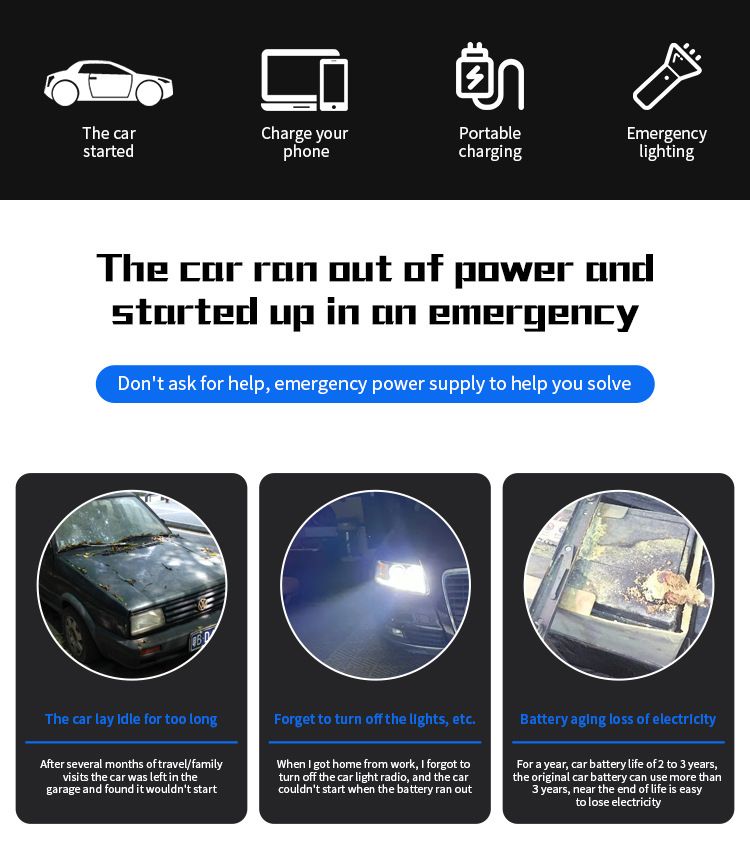 Car Large Capacity Battery Jump Starter Truck Ignition Shockproof Emergency Power Bank_autovado.com