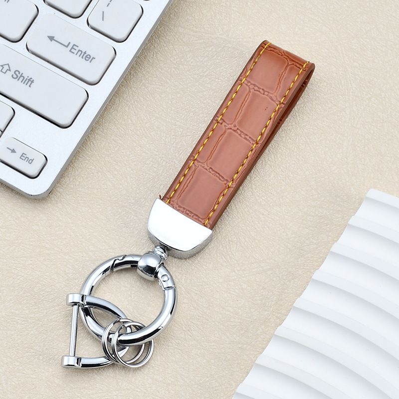 Fashion High End Car Anti Lost Key Ring Simple Leather Key Chain Pendant Creative Couple Business Key Chain_autovado.com