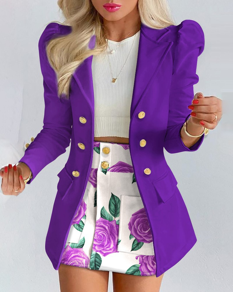 Women's Long Sleeve Blazers Streetwear Flower_autovado.com