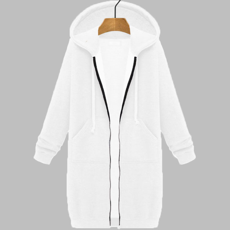 Women's Clothing Autumn and Winter Women's Clothing Hooded Long Sleeve Mid Length Sweater Fleece Long Coat_autovado.com