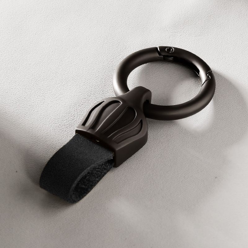 Crown Frosted Cowhide Car Keychain Light Luxury Men And Women Ring Keychain Laser Engraved Genuine Leather Pendant_autovado.com