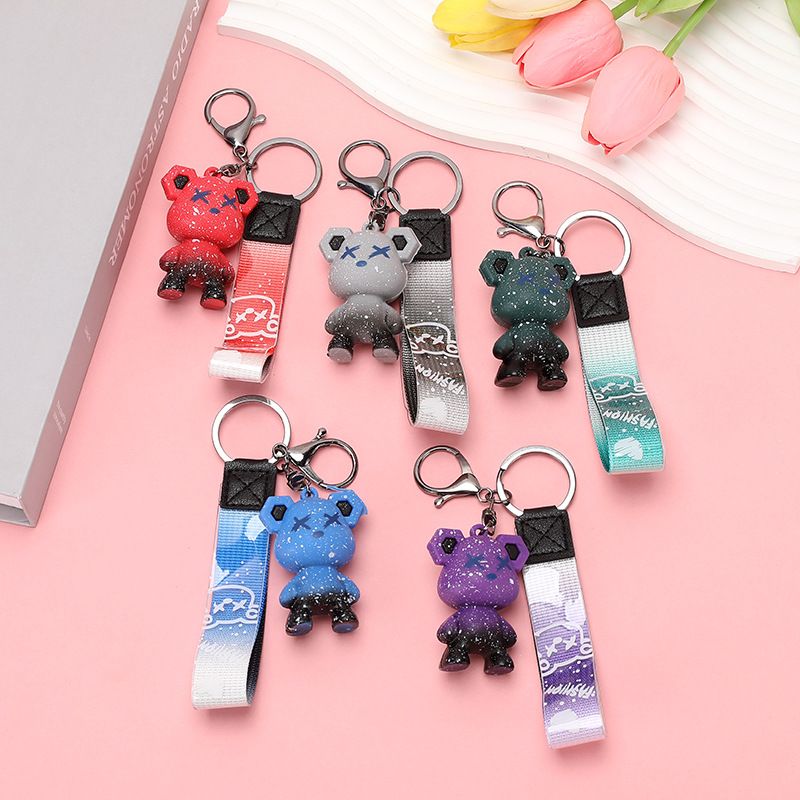 Gradient Starry Sky Bear Keychain Doll Pendant PVC Chameleon Bear Cute Cartoon Couple Bag Pendant Chain_autovado.com