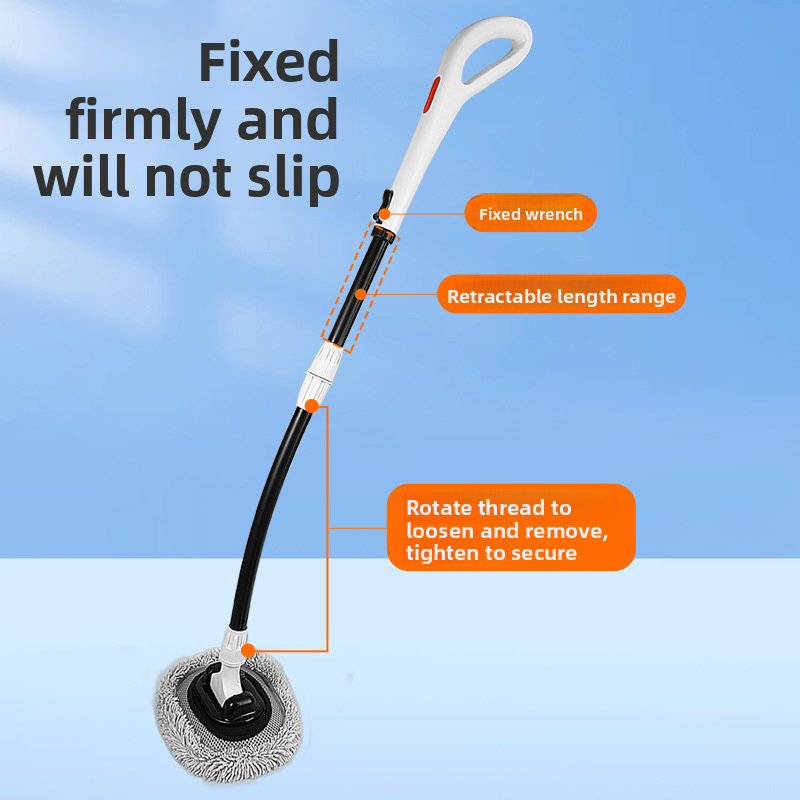 Wash Mop With Large Handle, Curved Rod, Labor-saving, Extendable, Detachable, Car Brush, Automotive Cleaning Tool_autovado.com