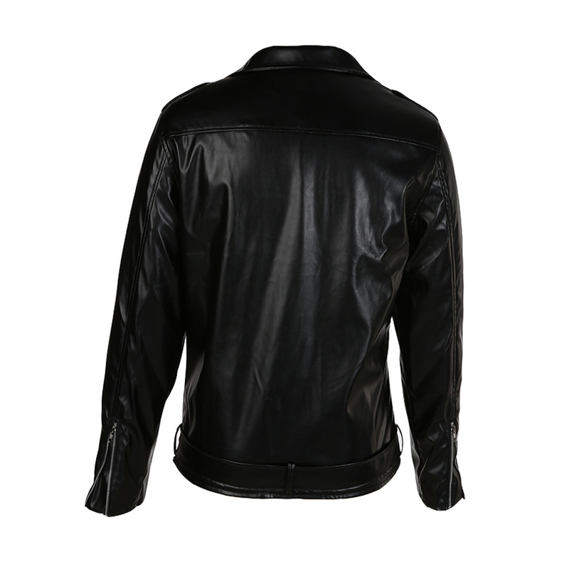 Men's autumn and winter new leather jacket with fashionable lapel zipper motorcycle leather jacket_autovado.com