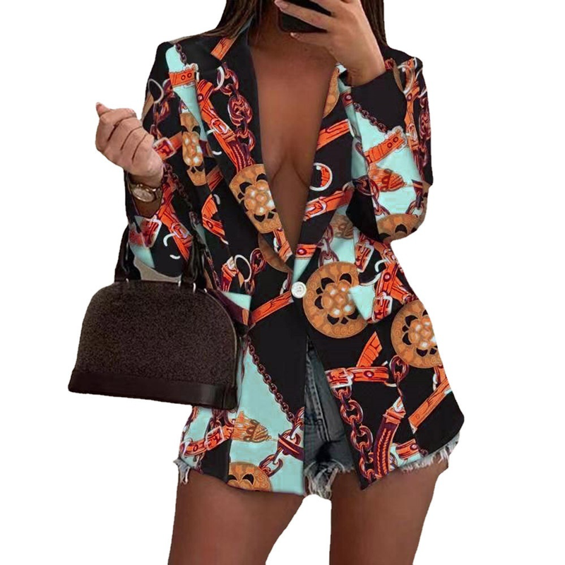 Women's autumn and winter new long-sleeved fashion sexy printed small suit jacket_autovado.com