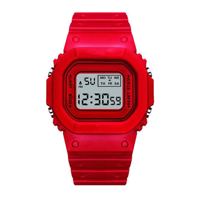 Matcha Green Solid Color Square Watch Student Youth Outdoor Sports Waterproof Multi-function LED Electronic Watch_autovado.com