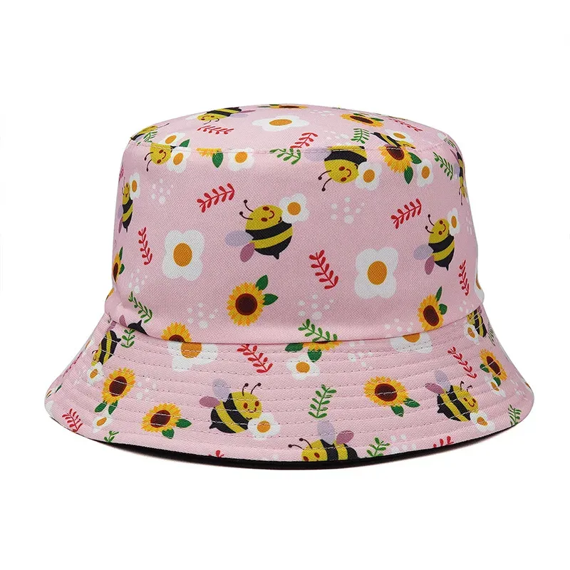 Hot Sale Summer Fisherman Print Reversible Cartoon Hats Women Men Street Hip Hop Bucket Cap Vintage Fishing Hat_autovado.com