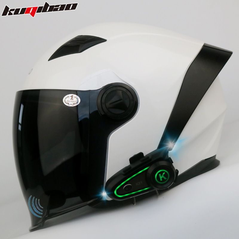 Motorcycle Helmet With Bluetooth Intercom, 3/4 Open Face Design, Dual Visor, 3C Certified, ABS Material, Multiple Color Options_autovado.com