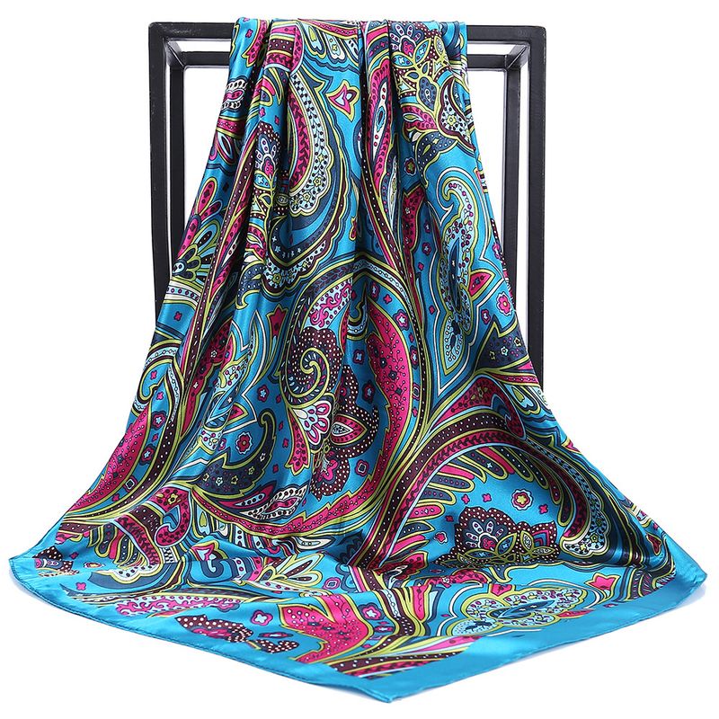 Unisex All vintage chain printed silk scarf satin color 90cm fashion square shawl woman_autovado.com