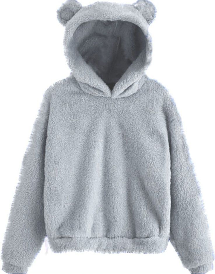 Women's Clothing autumn and winter new fluffy rabbit ears hooded warm sweater sweater_autovado.com
