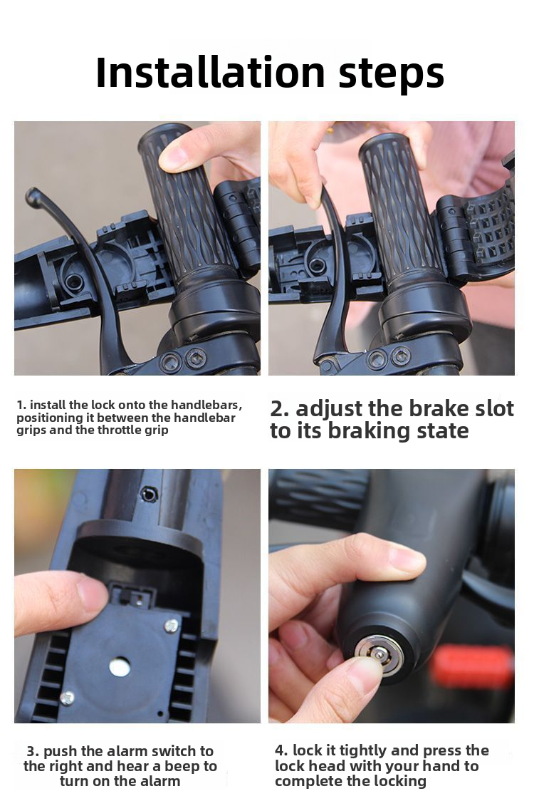 Anti-Theft Front Electric Bike Motorcycle Bicycle Handlebar Alarm Handbrake Brake Lock_autovado.com